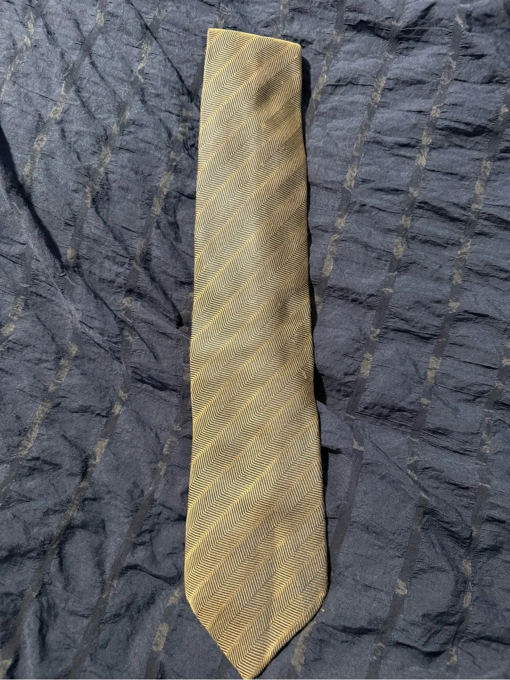 BOSS Beige and Navy Herringbone Silk Tie